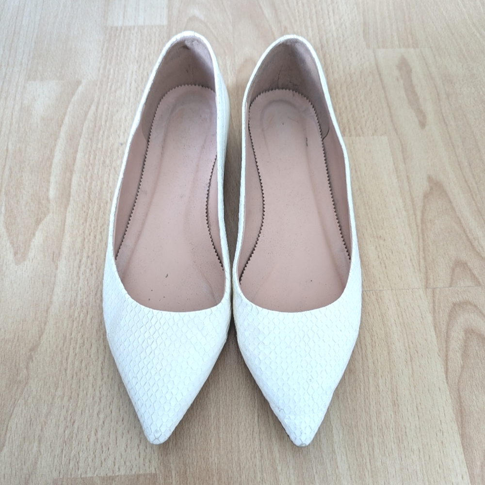J Crew White Ballerina Flats